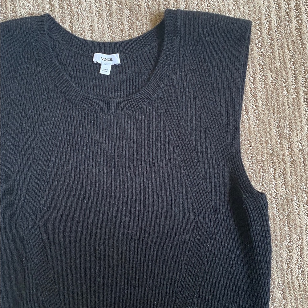 Vince Tight Knit Black Midi Dress - Picture 3 of 9